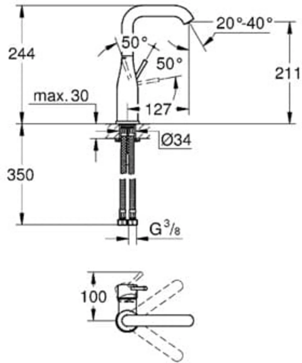 GROHE Essence New Wastafelkraan - Met EcoJoy® - Draaibare Uitloop - Zonder Waste - Chroom - 23541001 - Afbeelding 10