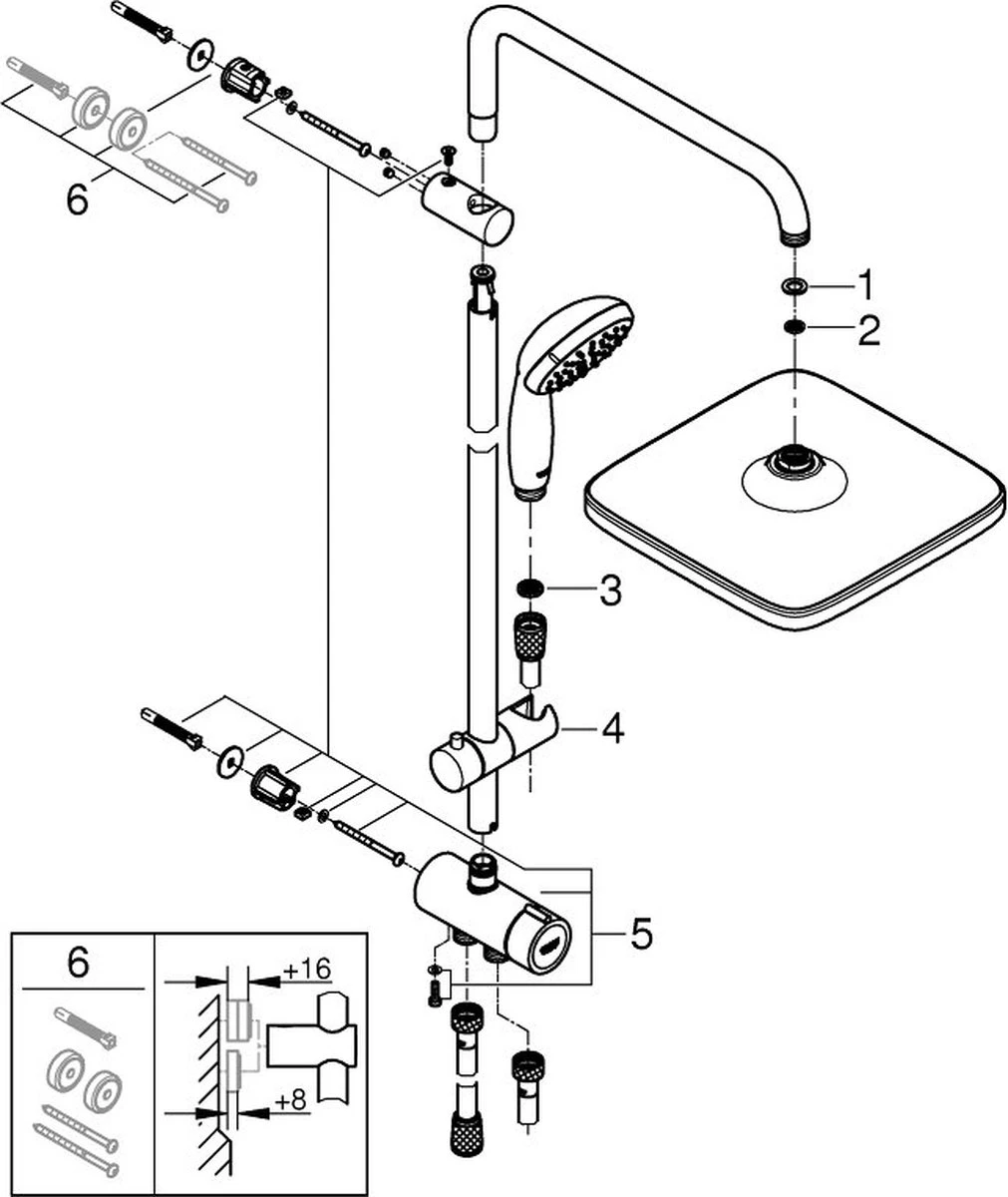 GROHE QuickFix Vitalio Start 250 Regendouche - □ 25 Cm - Vierkant - Zonder Kraan - Chroom - Afbeelding 8