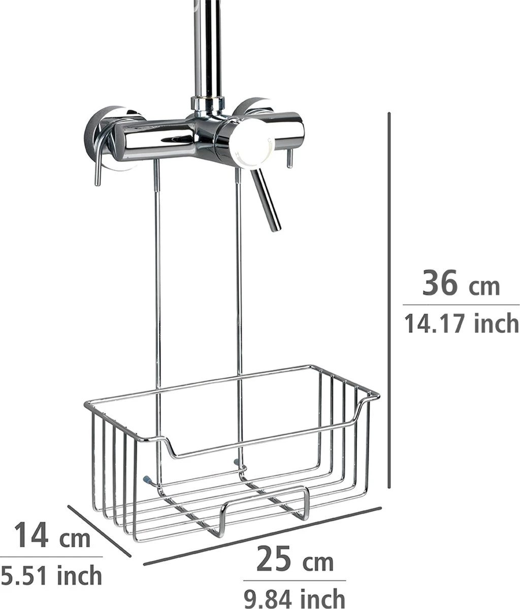 WENKO Doucherek Milo 25x36cm RVS Glanzend - Doucherek Zonder Boren - Doucherek Hangend - Afbeelding 2