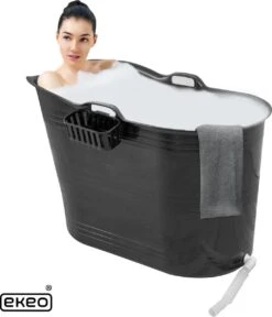 EKEO Zitbad - 210L - Mobiele Badkuip - Bath Bucket - Zwart