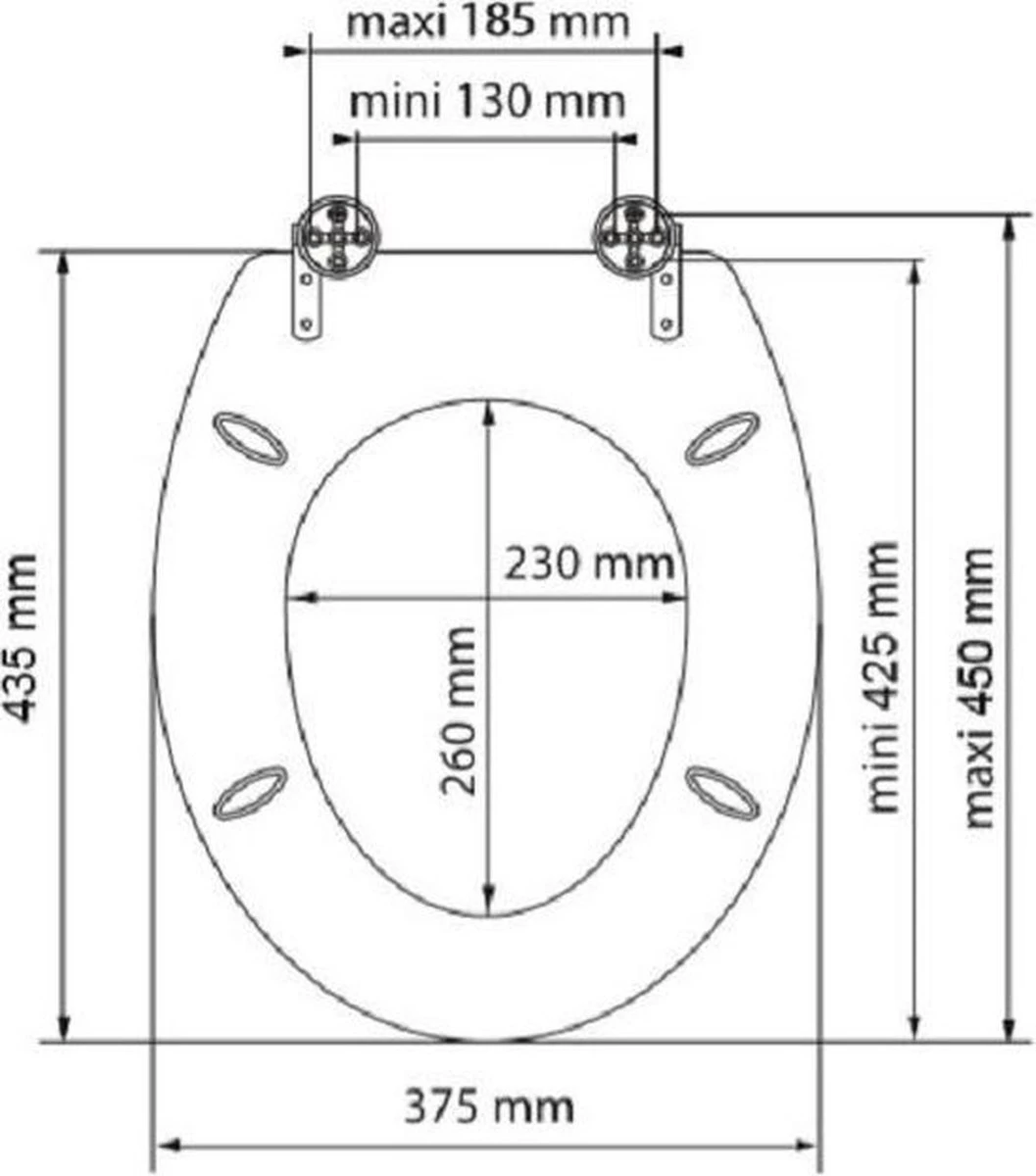 SCHÜTTE WC-Bril 80123 GREY STEEL - MDF-Hout - Soft Close - Verchroomde Scharnieren - Decor - 3-zijdige Print - Afbeelding 5