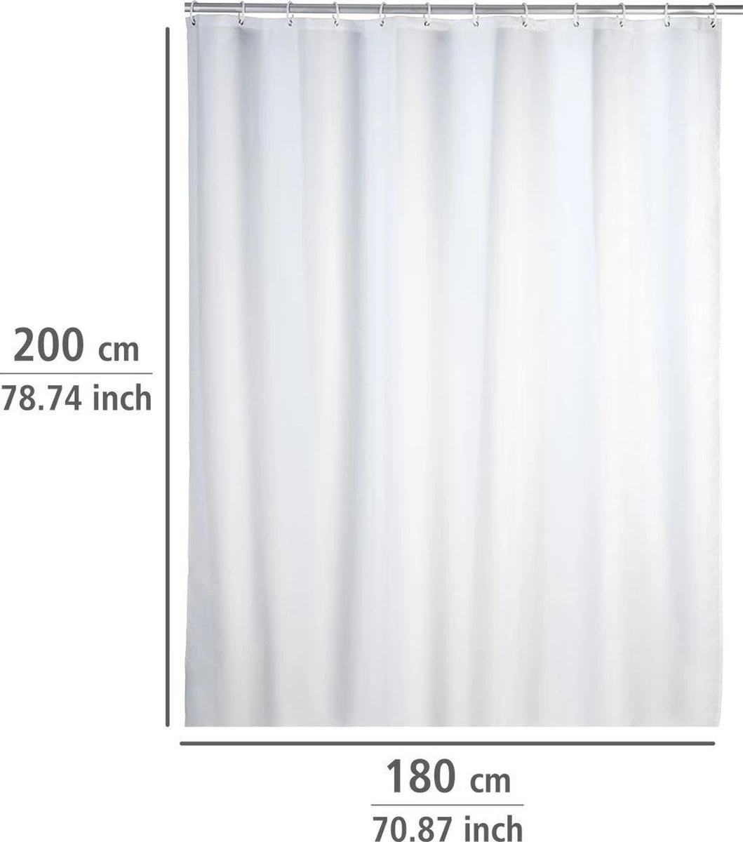 WENKO Anti-schimmel Douchegordijn Uni Wit 180x200cm Polyester Inclusief Ophangringen - Afbeelding 6