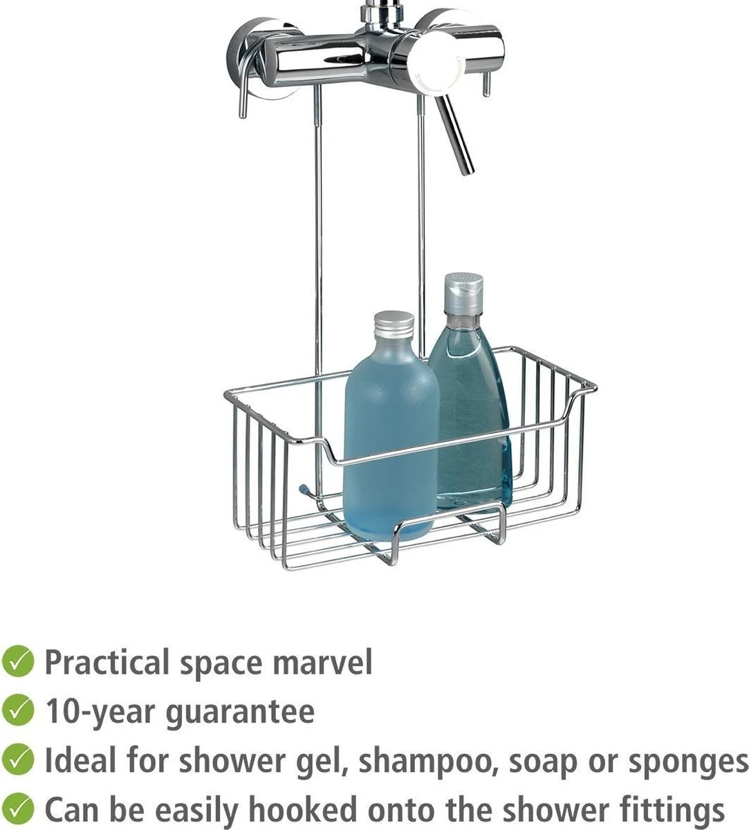 WENKO Doucherek Milo 25x36cm RVS Glanzend - Doucherek Zonder Boren - Doucherek Hangend - Afbeelding 3