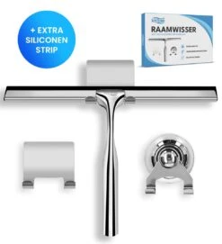 Douchewisser Met Ophangsysteem - Raamwisser - Raamtrekker - RVS - Extra Siliconen Strip