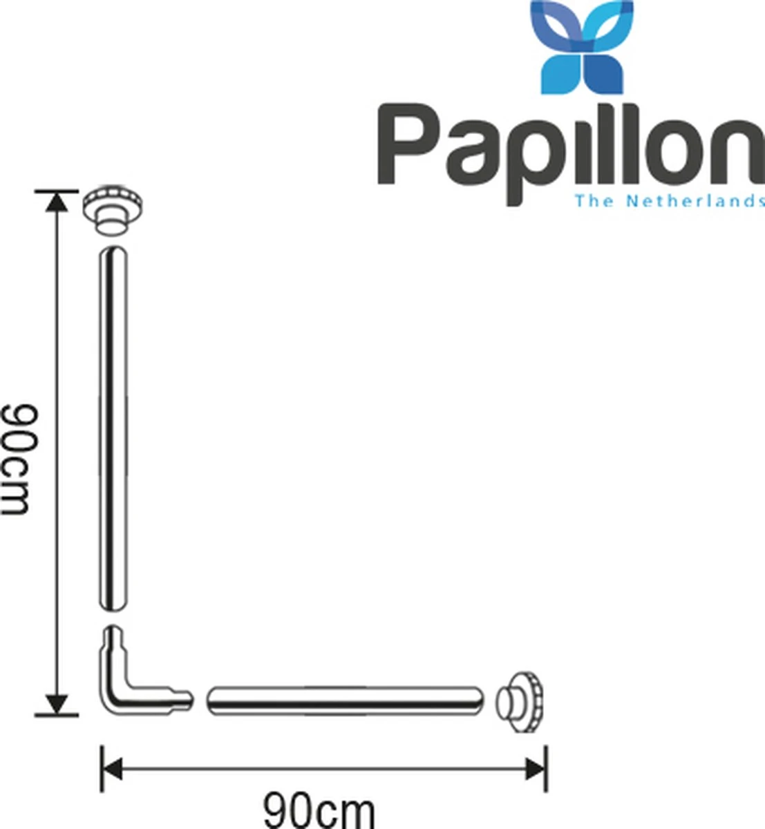 Papillon Douchegordijnstang - 90x90 Cm - Aluminium - Zwart - Afbeelding 2