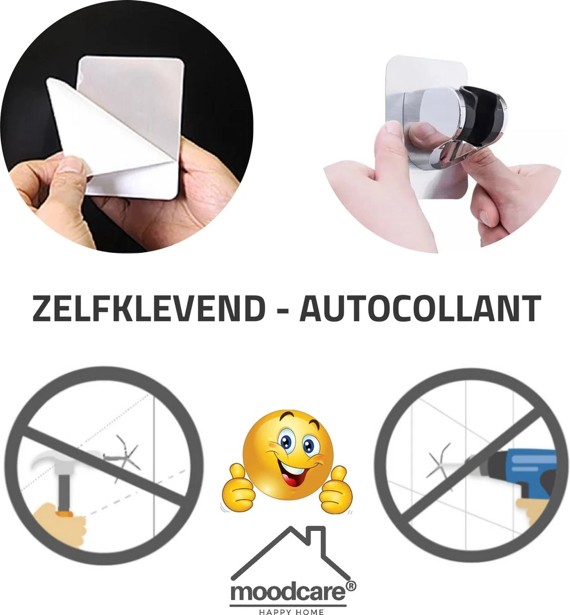 Merkloos Douchekophouder – Douchekop Houder – Handdouchehouder – Douchehouder - Zonder Boren – Verstelbaar - Zelfklevend - Met Haakje - Afbeelding 8