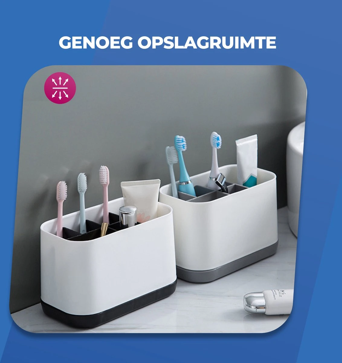 Roegaarden Tandenborstelhouder – Badkamer Organizer – 6 Sorteervakken - Met Lekbak -Wit - Afbeelding 5