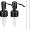 Navaris Roestvrijstalen Zeepdispenserkop Set X2 - Opschroefbare Pompkop Voor Flessen - 26-28 Mm Mondstuk Voor Vloeistof, Lotion - Zwart