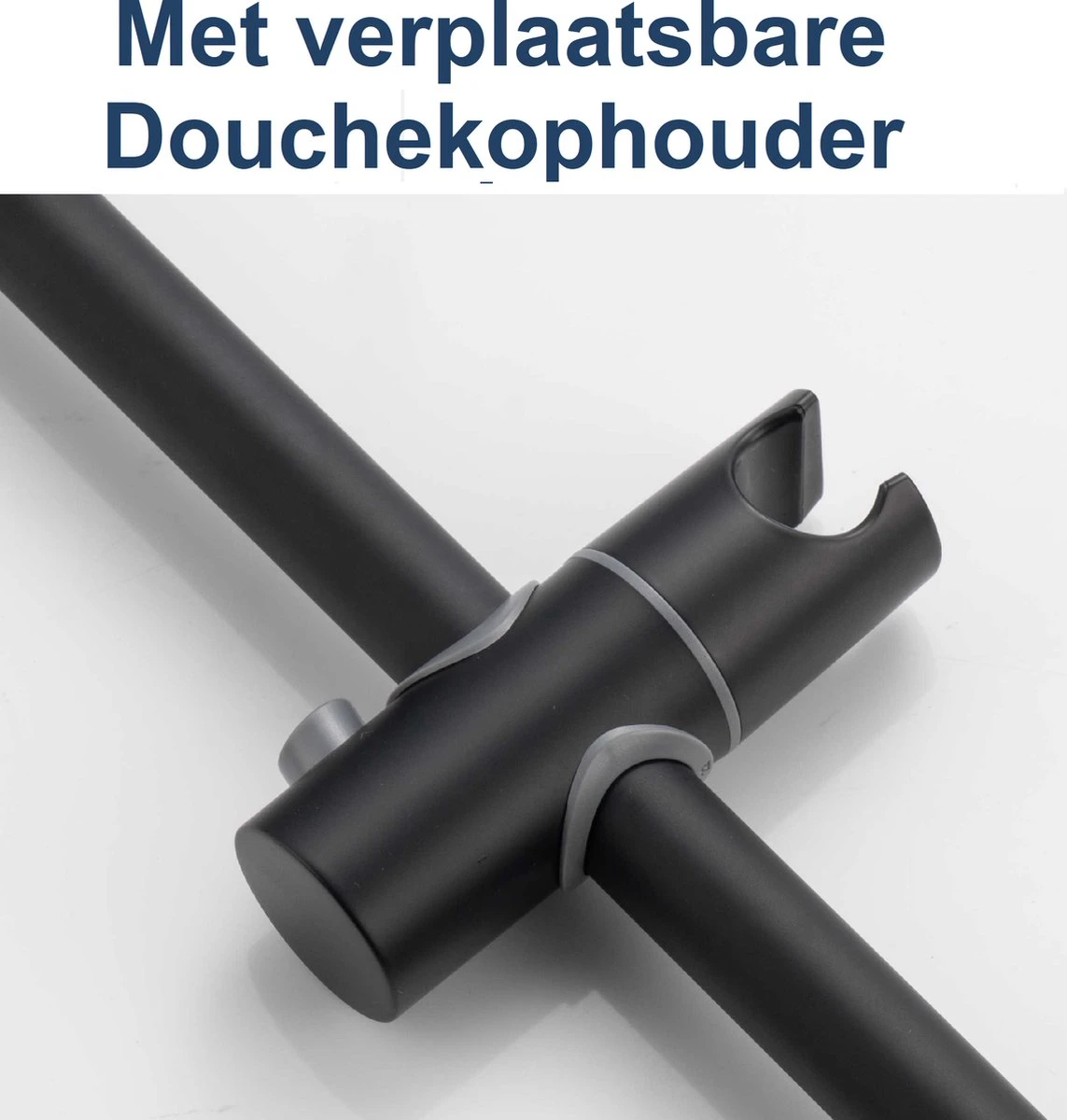 Moodcare® Glijstang - Douche Glijstang - 70 Cm - Mat Zwart - Zonder Boren - Afbeelding 4