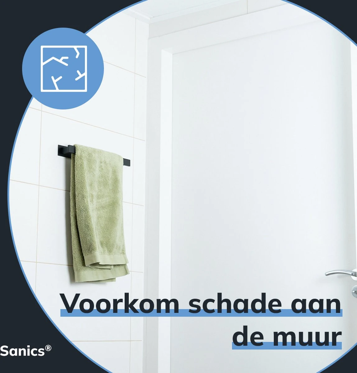 Sanics Handdoekrek Zwart 40 CM – Badkamer Of Keuken – Handdoekstang Zelfklevend – Handdoekhouder - Afbeelding 6