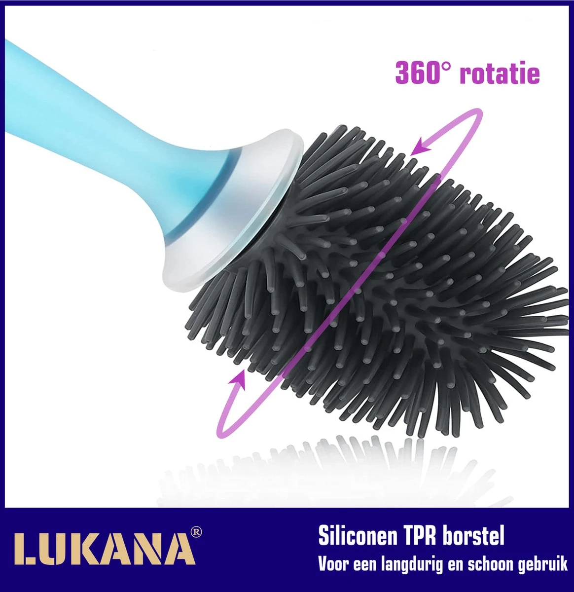 Lukana Siliconen WC Borstel Met Zeepdispenser - Hervulbaar - Vrijstaand Of Hangend - Sneldrogend, Hygiënisch & Antibacteriële Werking - Zonder Boren - Toilet Brush - Toiletborstel Houder - Lekbak - Afbeelding 8