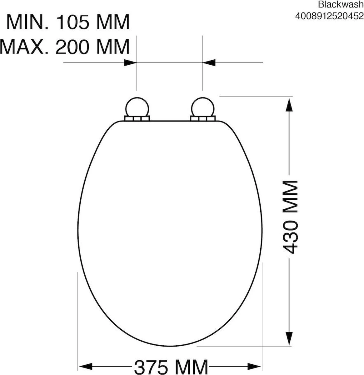 Tiger Blackwash - Toiletbril - WC Bril - MDF - Zwart - Afbeelding 13