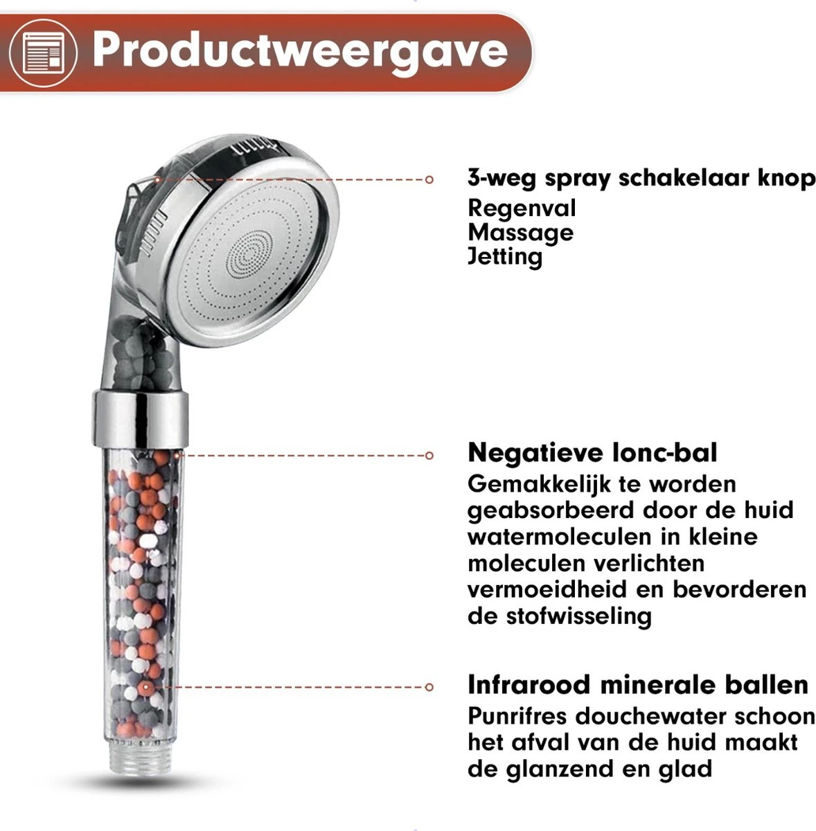 Imperatoris | Ionische Douchekop - Waterbesparend – Met Hoge Druk En Filter – Regendouche - Afbeelding 3