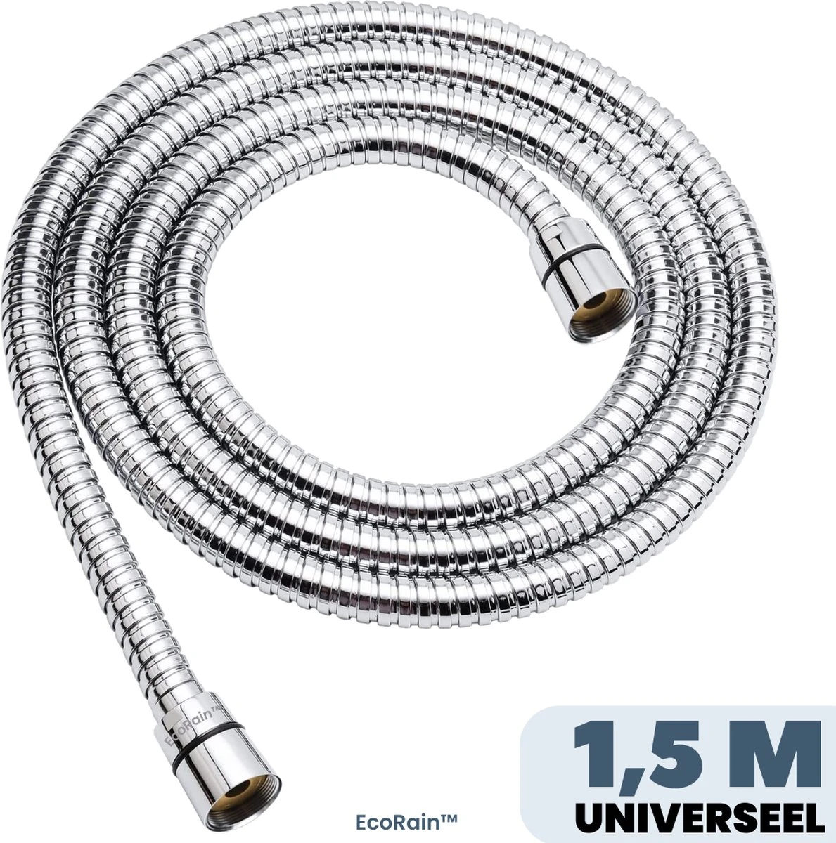 EcoRain – Universele Doucheslang 1.5 Meter – 150 Cm – Anti Lek – G ½ 1/2" - Draaiaansluiting – Waterkraan Slang - Chroom