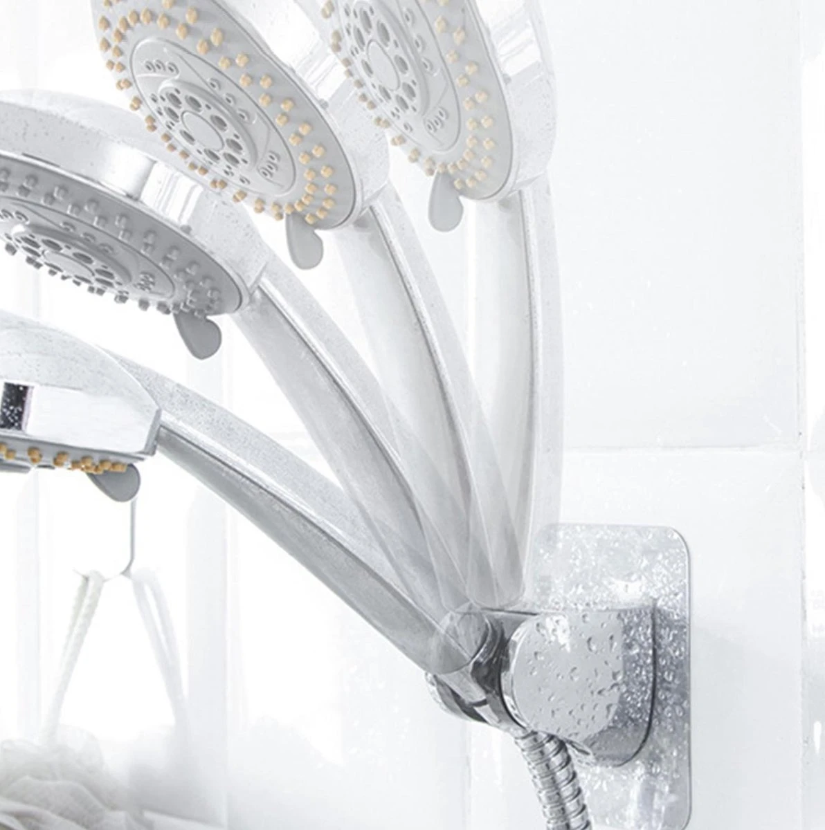 Merkloos Douchekophouder – Douchekop Houder – Handdouchehouder – Douchehouder - Zonder Boren – Verstelbaar - Zelfklevend - Met Haakje - Afbeelding 3