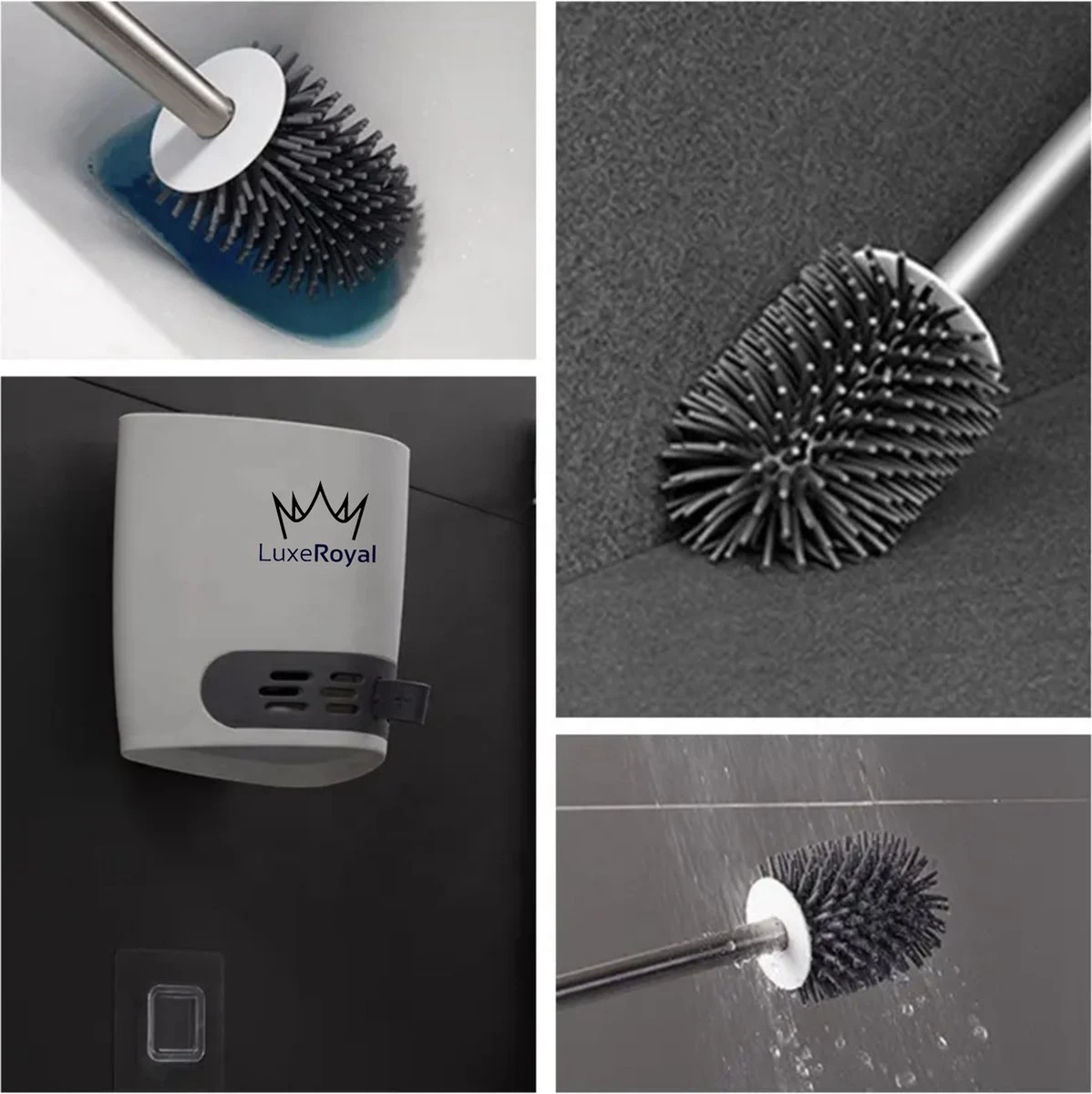 Wc Borstel Met Houder Vrijstaand - LuxeRoyal Toiletborstel Met Houder – Siliconen Wc Borstel - Afbeelding 2