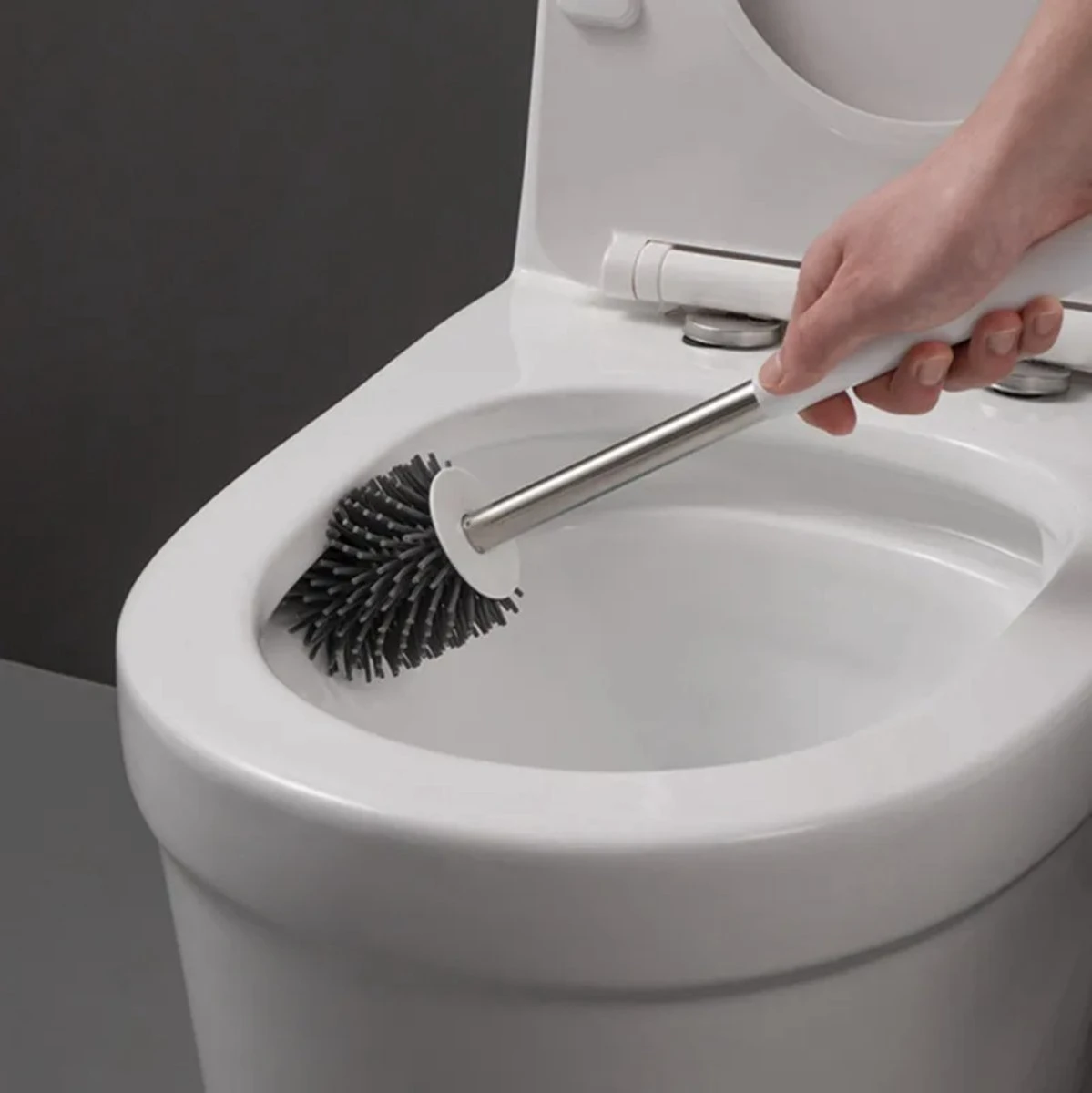 Wc Borstel Met Houder Vrijstaand - LuxeRoyal Toiletborstel Met Houder – Siliconen Wc Borstel - Afbeelding 3