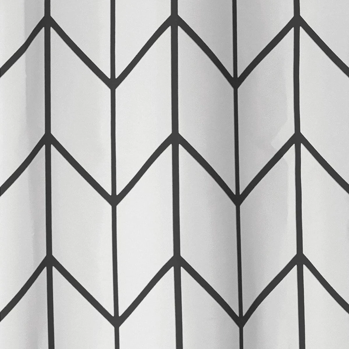 Douchegordijn Badkamer Accessoires - Visgraad - Zwart/Wit- 180x200 Cm - Afbeelding 5