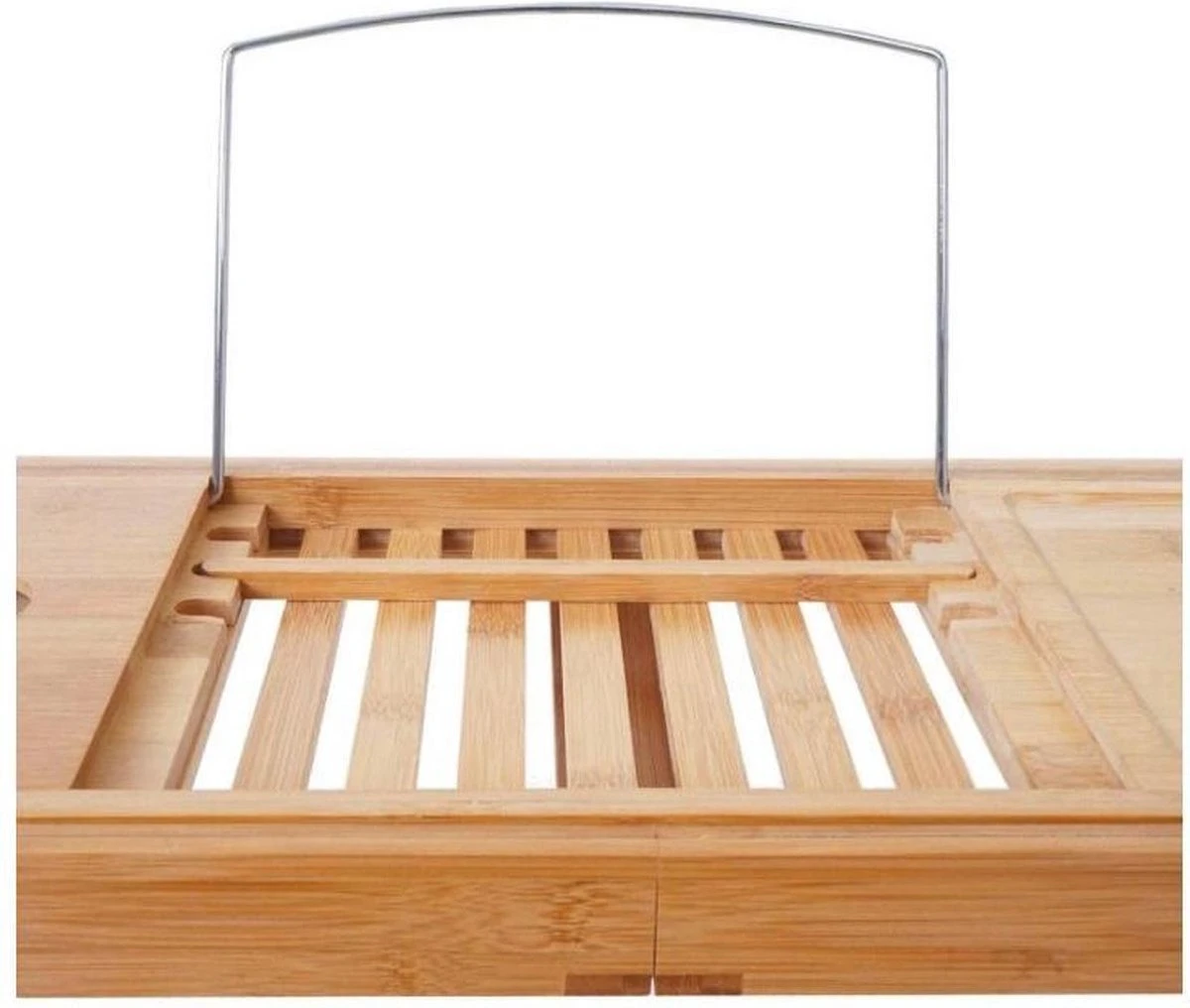 Bamboe Badplank Uitschuifbaar - 70 Tot 105 Cm - Met Boekenhouder - Afbeelding 2
