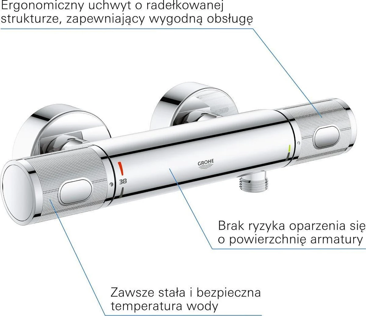 GROHE Precision Feel Thermostatische Douchekraan - EcoJoy - CoolTouch - Incl. Koppelingen - Chroom - Afbeelding 8