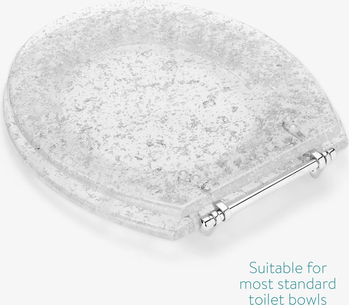 Navaris Toiletbril Met Glitter Design - Transparante Wc-bril 42 X 36 X 4,5 Cm - Makkelijk Te Bevestigen - Afbeelding 4