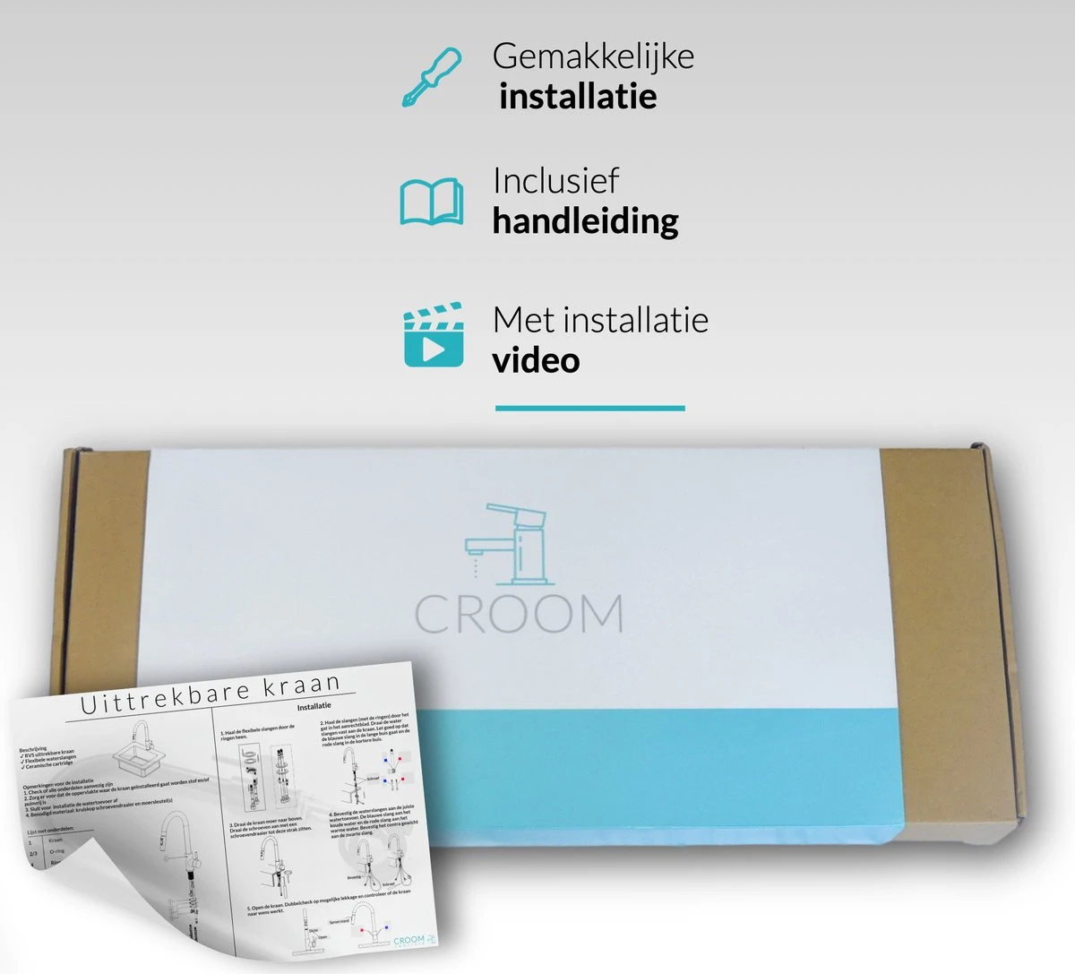 Croom Keukenkraan - Zwart - Wastafelkraan - Inclusief Aansluitmateriaal - Zwarte Kraan - Afbeelding 6