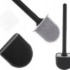 WC Borstel - Siliconen Borstel Met Houder - Hangend Met Plakstrip - Duurzaam Toilet Borstel - Zwart - Rheme