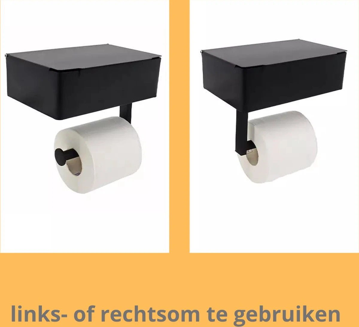 NIRAX WC Rolhouder – Toiletrolhouder - Zwart - RVS - Met Bakje Voor Vochtig Toiletpapier - Zonder Boren - Zelfklevend - Toilet Accessoires - Badkamer Accessoire - Toiletpapier Houder - Afbeelding 4