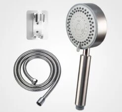 IBright Douchekop Met Slang En Wandhouder - RVS Zilver - 5 Functies – Handdouche – Hoofddouche Inclusief Wandhouder Zonder Boren