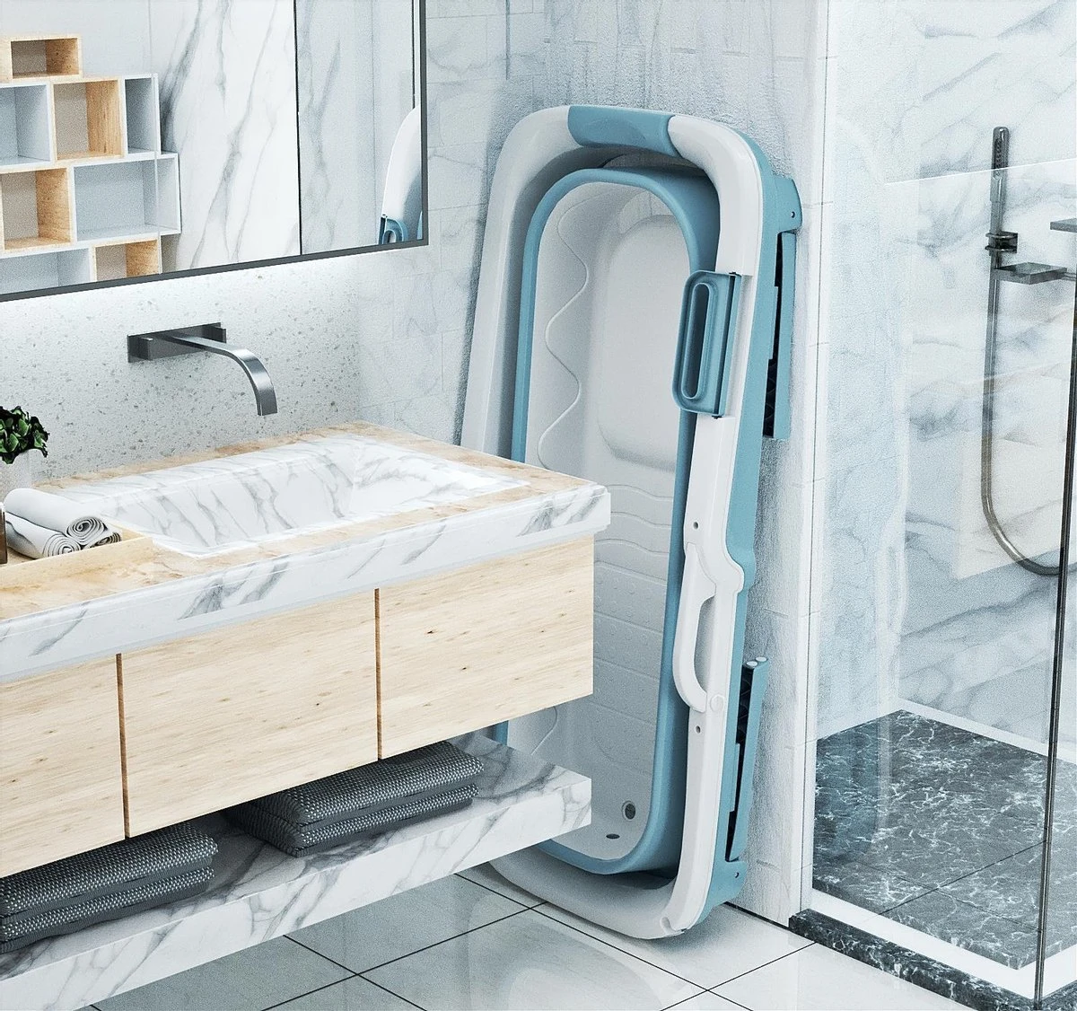 Foresta Opvouwbaar Bad Voor Volwassenen - 150cm - Bath Bucket - Blauw - Afbeelding 2