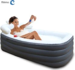 Opblaasbaar Bad Ligbad Zitbad Volwassenen - Ijsbad Badkuip Opblaasbad - Opvouwbaar Bad Opblaas Bad Antraciet