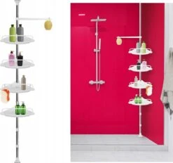 Merkloos Telescopisch Douche Rek - Verstelbaar Hoekrek - Staand Wand Douchemand Wandrek - Badkamer Rek