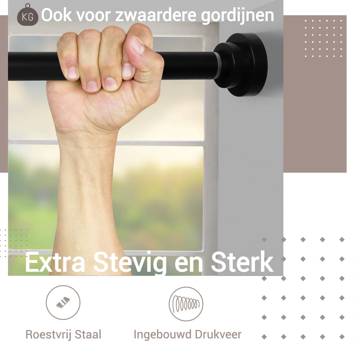 Qproducts Gordijnroede Zonder Boren - 65 Tot 100 Cm - Uitschuifbaar Douchegordijnstang - Uitschuifbare Klemstang - Metaal Zwart - Afbeelding 5