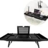 IMoshion Badplank Voor In Bad - Dienblad Inclusief Pootjes - Tablet Houder - Badrek Uitschuifbaar 75 Tot 110 Cm - Zwart