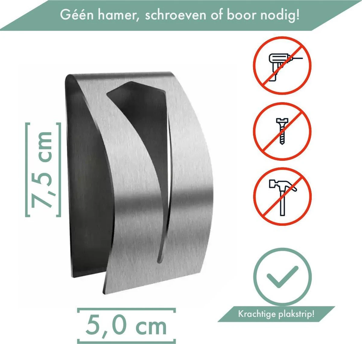 RVS Handdoekhouder 2 Stuks - Zelfklevend - Design Handdoek / Theedoek Klem - Handdoek Klem - Handdoek Haak - Afbeelding 2