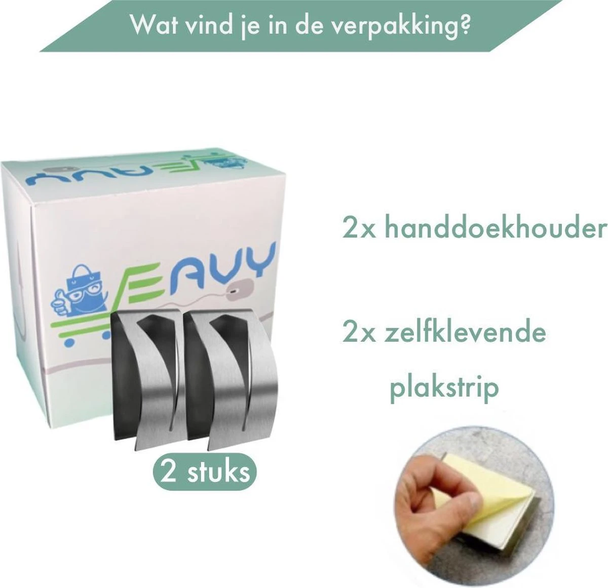 RVS Handdoekhouder 2 Stuks - Zelfklevend - Design Handdoek / Theedoek Klem - Handdoek Klem - Handdoek Haak - Afbeelding 6