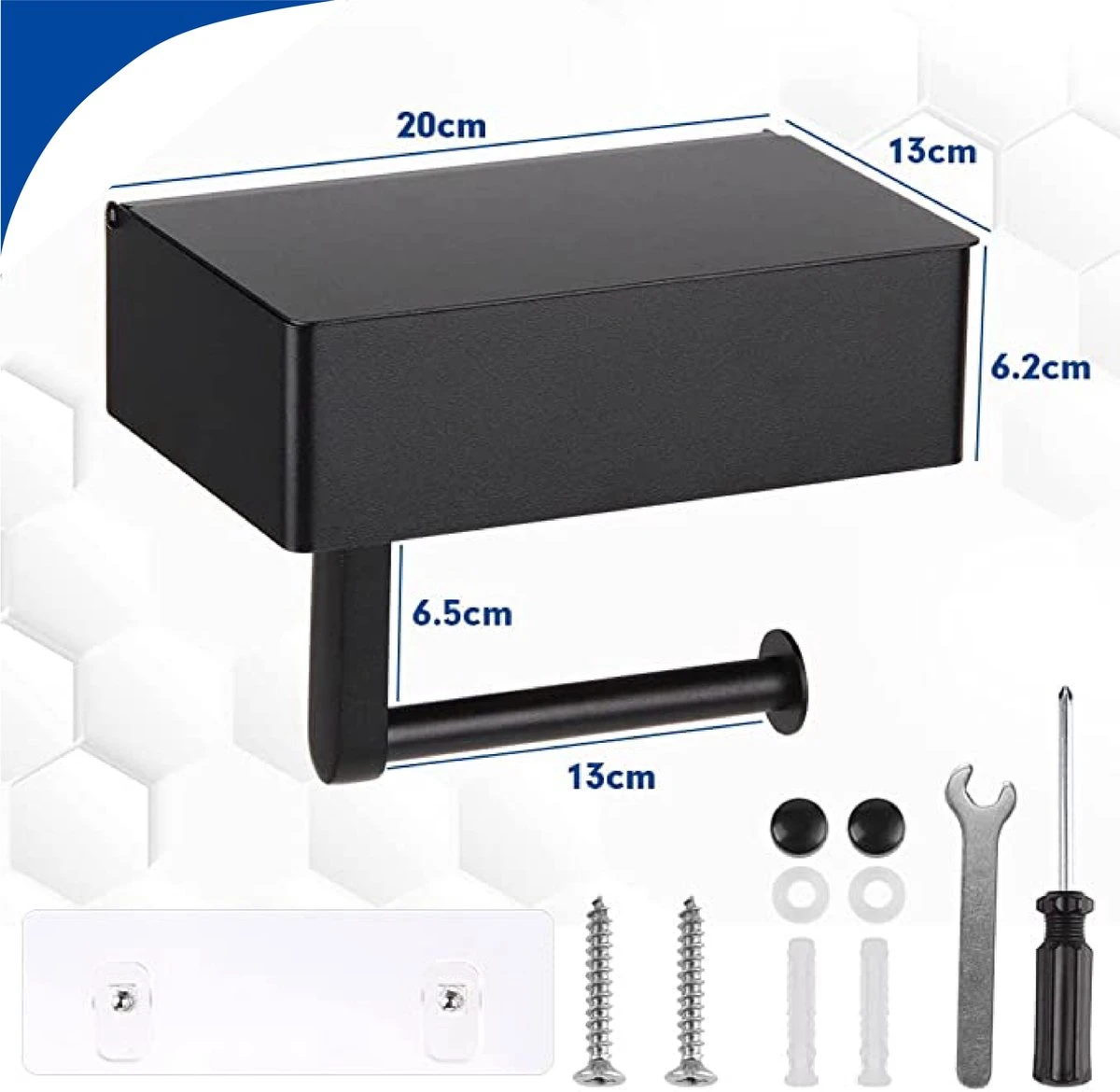 STARMAN WC Rolhouder - Toiletrolhouder Zwart - Badkamer Accessoires - WC Papier Houder - Afbeelding 7