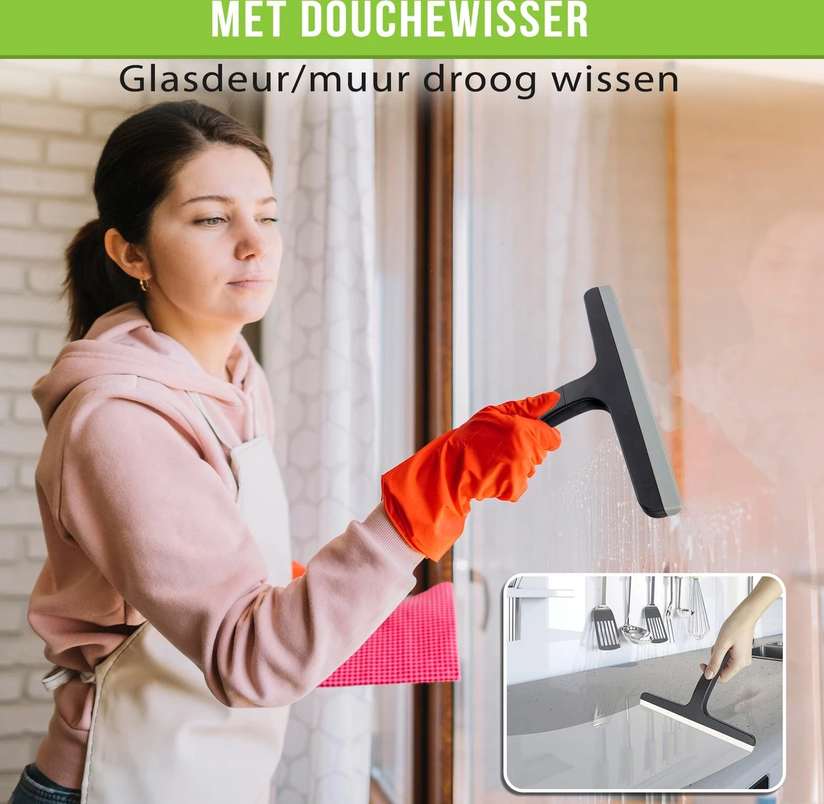 Doucherek Zonder Boren Inclusief Douchewisser - Aan Douchewand - Zwart - Ophangbaar - Zuignap - 2 Laags - Wiper - Shower Rack - Valentijnsdag Cadeau - Afbeelding 3