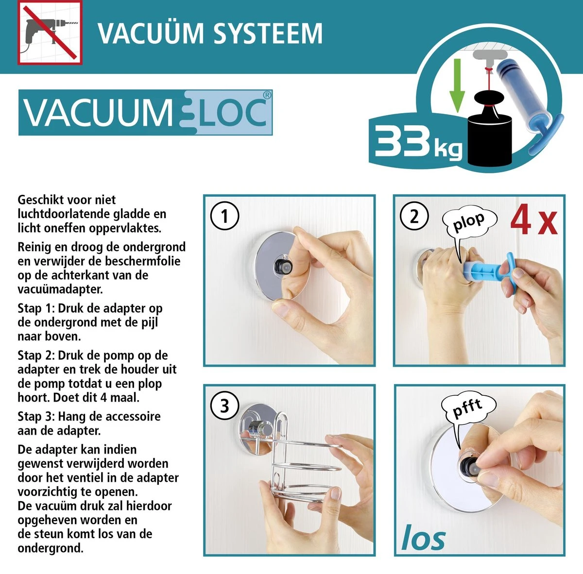 WENKO Vacuum-Loc Doucherek Chroom - Bevestigen Zonder Boren - Afbeelding 8