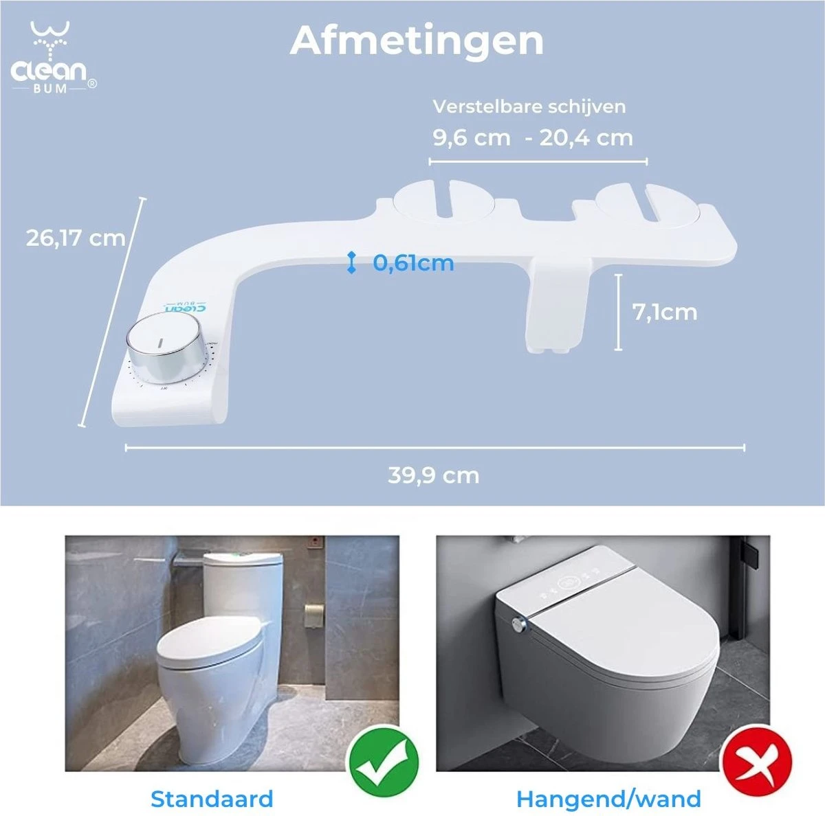 Clean Bum® Elegance Plus Bidet WC- Dubbele Sproeikop - Easy Fit Systeem - Afbeelding 7
