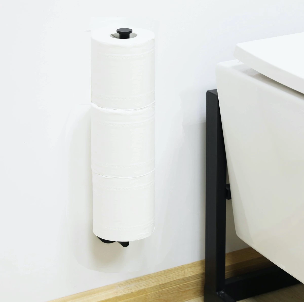 Wc Rolhouder Reserverolhouder Toiletrolhouder Voor 3 Rollen Zwart - Badkamer Accessoires - Hangend - Afbeelding 3