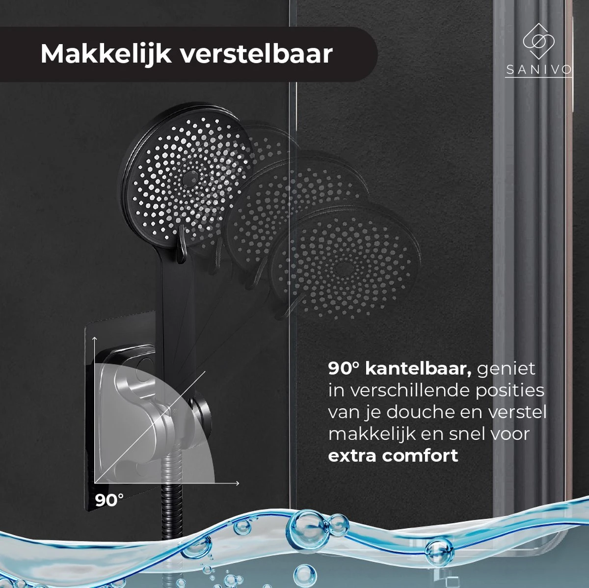 Douchekophouder Chroom Zelfklevend – Verstelbaar – Handdouchehouder – Douchekop Houder Zonder Boren - Afbeelding 2