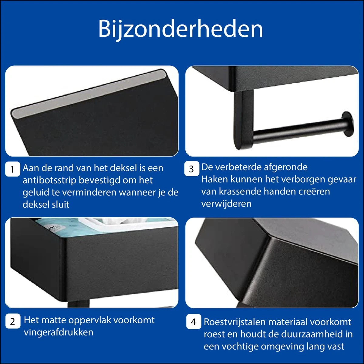 STARMAN WC Rolhouder - Toiletrolhouder Zwart - Badkamer Accessoires - WC Papier Houder - Afbeelding 8