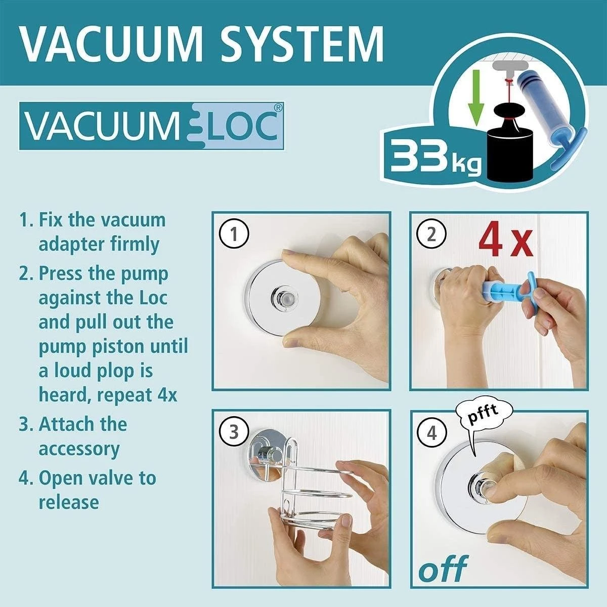 WENKO Vacuum-Loc Doucherek Chroom - Bevestigen Zonder Boren - Afbeelding 14
