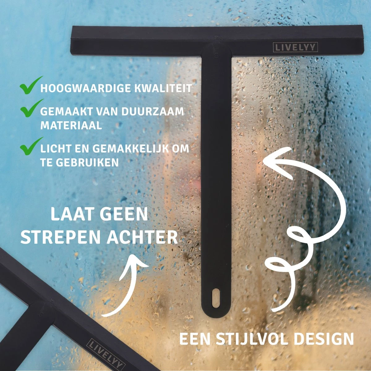 LIVELYY - Professionele Douchewisser - Raamwisser - Douche Trekker - Douchewissers - Zwart - Afbeelding 3