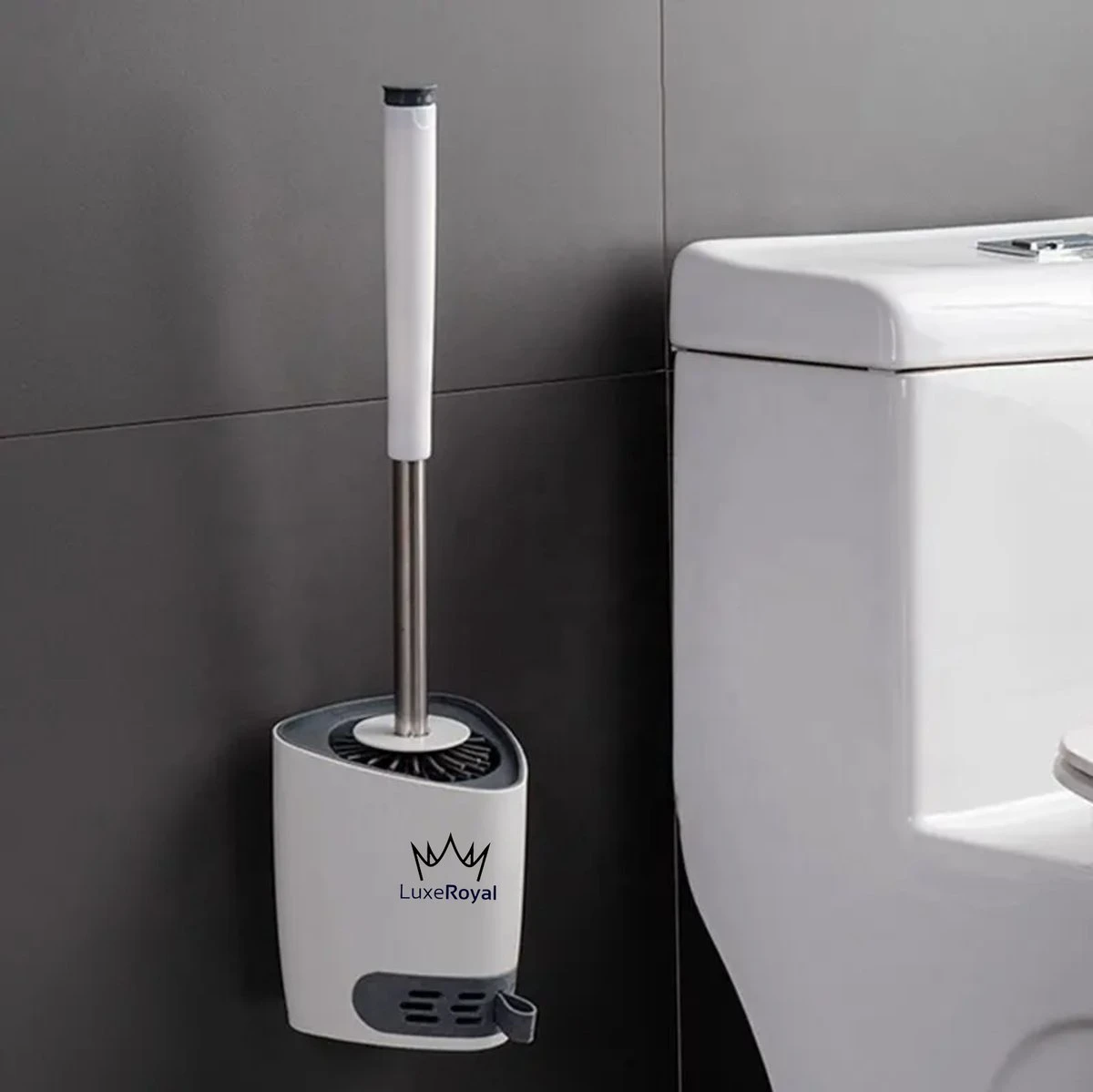 Wc Borstel Met Houder Vrijstaand - LuxeRoyal Toiletborstel Met Houder – Siliconen Wc Borstel