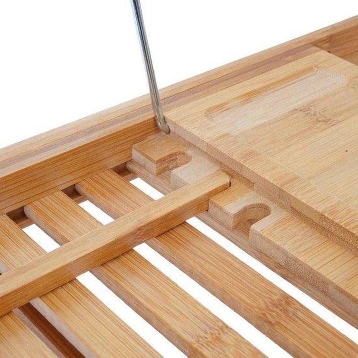 Bamboe Badplank Uitschuifbaar - 70 Tot 105 Cm - Met Boekenhouder - Afbeelding 6