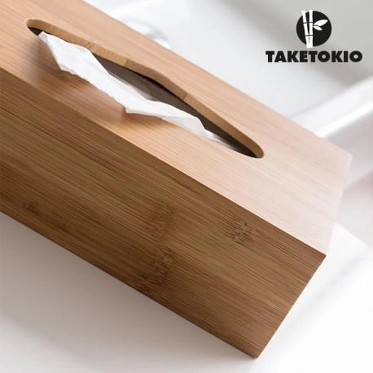 TakeTokio Zakdoekkistje Van Bamboe Hout - B10 X H9 X L23 Cm - Afbeelding 2