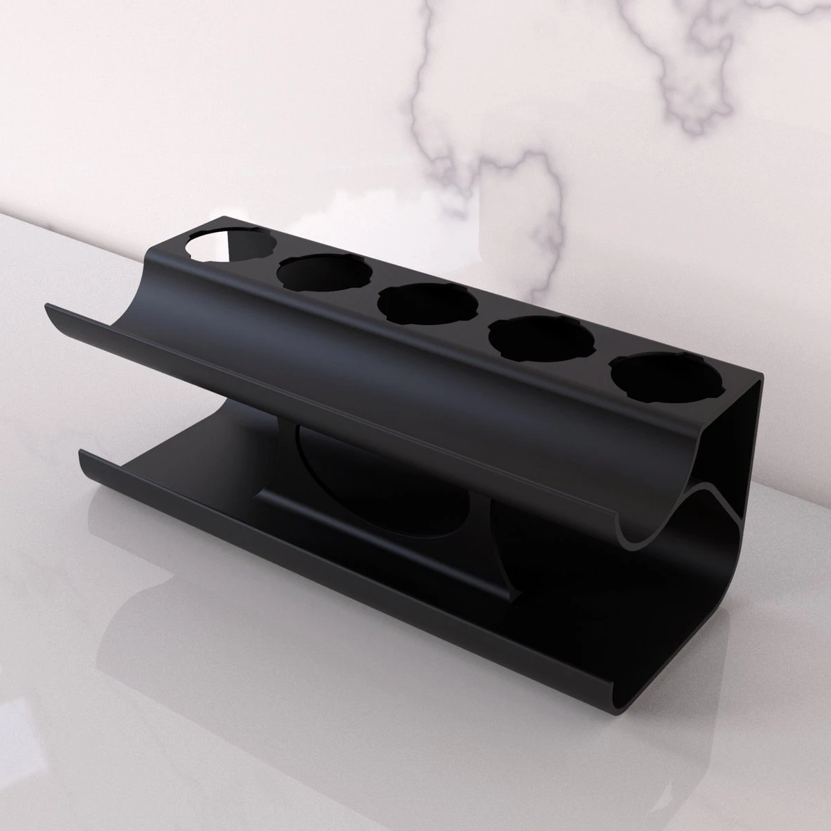 Merkloos Houder Geschikt Voor Dyson Airwrap - 5 Accesoires - Staand En Hangend - Gemakkelijke Installatie - Wall Mount - Bio Plastic - Antraciet - Afbeelding 2