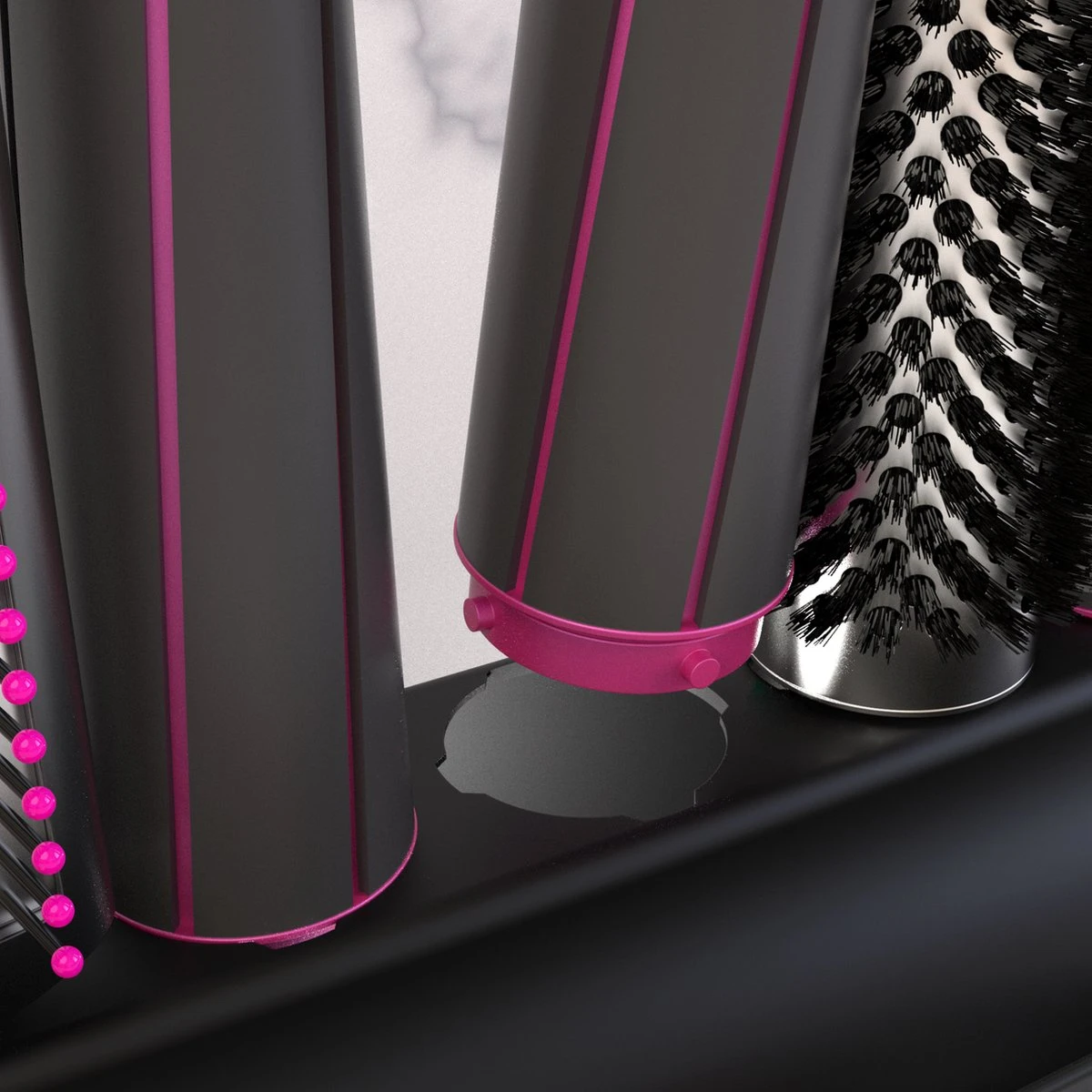 Merkloos Houder Geschikt Voor Dyson Airwrap - 5 Accesoires - Staand En Hangend - Gemakkelijke Installatie - Wall Mount - Bio Plastic - Antraciet - Afbeelding 4